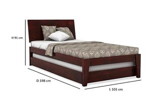 Premium Solid Sheesham Wood <b>Single</b> <b>Bed</b> <b>with</b> Pull-Out Trundle <b>Storage</b> Modern <b>Wooden</b> <b>Bed</b> Frame <b>with</b> Slatted Headboard Furniture - Product Image 2