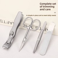 Ensemble de manucure en acier inoxydable 4 pièces, ensemble de coupe-ongles, outils de manucure et de pédicure portables