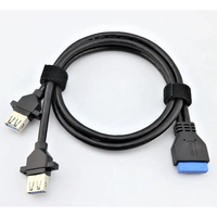 Cable Coaxial 3 USB 3.0 +12V Power IDE20PIN a Doble USB 3.0 Hembra Tipo A de 50cm con Certificación FCC para Computadora