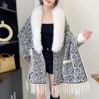 Cape de luxe en fausse fourrure pour femme, imprimé chameau, manches chauve-souris, Poncho, pull, Cape, châles