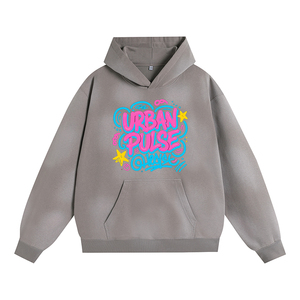 Sudadera con Capucha Vintage Lavada con Spray, Estampado Gráfico de Letras de Grafiti, Manga Larga, Estilo Oversize, Streetwear - Product Image 5