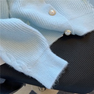 <span class=keywords><strong>Cardigan</strong></span> a maniche lunghe lavorato a maglia da donna 2025 maglia autunno inverno coreano rosa <span class=keywords><strong>blu</strong></span> con fiocco 2927 # - Product Image 6