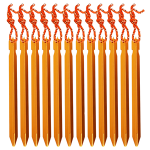 Piquets de tente en aluminium de 13 pouces, piquets triangulaires avec corde, pour le camping en plein air, utilisables en toutes saisons - Product Image 1