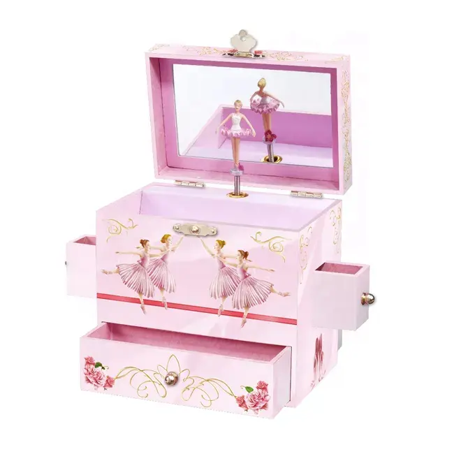 Ever Bright 6 Inch Vajza e baletit Music Box Dancing Ballerina Unique Hand Cranked Wooden Jewelry Music Box For Girls Gifts