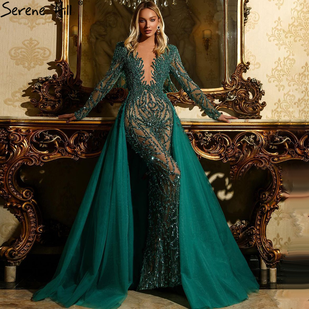 Vestidos de Noche elegantes de Noite para mujer, vestido de fiesta de sirena  verde esmeralda, reflectante, 2022|Vestidos de noche| - AliExpress