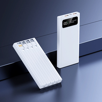 Chargement super rapide 10W QC affichage LED li-polymère batterie externe 20000mah chargeur portable câbles intégrés logo personnalisé