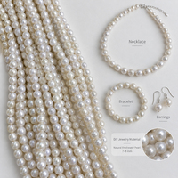 Vente en gros de perles d'eau douce cultivées naturelles blanches rondes de 7-8 mm pour la fabrication de bijoux, perles sans noyau