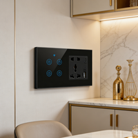 Interrupteur intelligent Matter, unipolaire, 1 poste, 220V, design avec mise à la terre, pour la sécurité électrique des enfants et de la famille