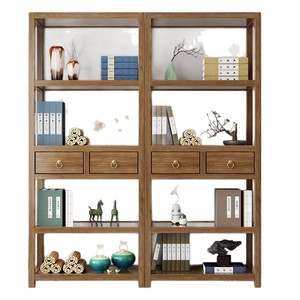 Estante de exhibición de madera maciza, librero de madera de caucho estilo chino, mueble de almacenamiento de pie para sala de estar/gabinete de té - Product Image 4