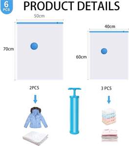 Sac sous vide de haute qualité en PA+PE, tailles S, M, L, XL, XXL et plus, pompe manuelle - Product Image 3