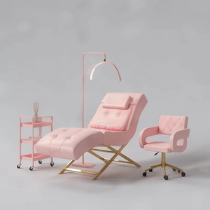 Table de massage pliante Master Portable pour la traite Mobilier de salon de beauté or Lit de spa pour le visage Cils inclinables pour les sourcils à vendre - Product Image 5