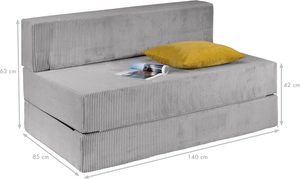 Folding Bean Bag Sofa Bed Floor <strong>Mattress</strong> with Grey Corduroy Fabric Cover Removable and Washable Cover Sleeping Surface - Product Image 2