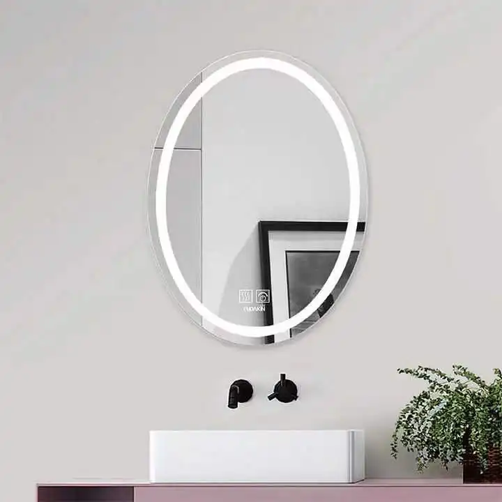 Forma ovale decorativo a parete illuminato specchio retroilluminato Smart Touch Screen LED illuminato specchio bagno