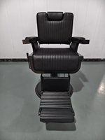 Chaise de barbier professionnelle en acier inoxydable, noire, hydraulique, ergonomique, inclinable, réglable en hauteur, durable et portable