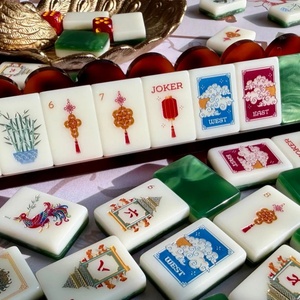 Juego de Mahjong Americano, Nuevo Estilo Esmeralda Fuego, Tablero Plegable de Acrílico Grabado, Regalo para Entretenimiento - Product Image 5