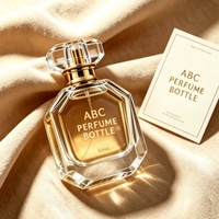 Flacon de parfum vide de luxe populaire, forme polygonale carrée, 30ml, 50ml, 100ml, avec pompe pulvérisatrice à sertir, boîte d'emballage personnalisée