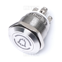MiTEC Premium Acier Inoxydable LED Métal Bouton Poussoir 19mm 25mm on OFF SPDT DPDT Avec IP66 Plat Convexe Bouton