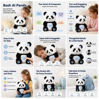 Peluche Panda Interactif Ultra-Doux pour Enfants avec Musique et LED Veilleuse pour le Sommeil
