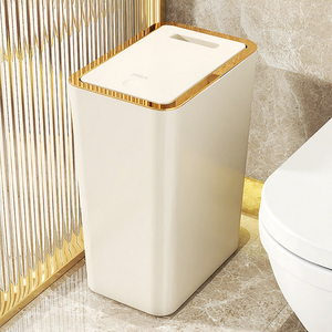 10L PP Umweltfreundlicher Papierkorb für Zuhause & Büro Stehender Abfalleimer mit Druckdeckel Schlanker Mülleimer - Product Image 1
