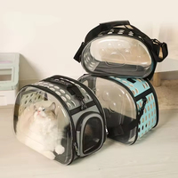 Nouveau design Sac à dos transparent pour animaux de compagnie, pliable et respirant, capsule spatiale pour chat/chien avec sangle réglable et fermeture éclair, style classique