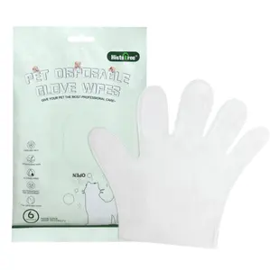 Pet Cleaning Glove Wipes Dog Bath Wipes Deodorizing Cleaning Cat Wipes Gloves 6 PC/Bag