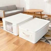 Sac de rangement pliable en coton et lin grande capacité, forme cube, pour vêtements et vestes, design moderne et minimaliste