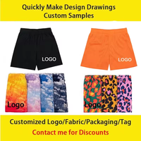 Shorts de basket-ball en maille polyester personnalisés avec logo brodé pour hommes, avec poches latérales zippées