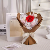 Nouveauté - Cadeau pour la Saint-Valentin, la fête des mères, Noël - Bouquet de roses éternelles préservées faites à la main - Boîte carrée - Longue durée - 3-5 jours