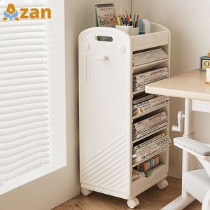 Estantería de Plástico con Ruedas para Libros, Carro de Almacenamiento Móvil de Múltiples Niveles, Organizador de Libros Infantiles para Dormitorio, Hogar y Oficina - Product Image 1
