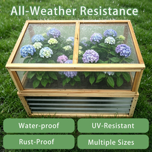 Heavy-duty Wood Frame Raised Garden Bed Hinged Lift-Up Greenhouse Cold Frame Cover Eco-Friendly Outdoor Indoor Home <b>Trellis</b> - Product Image 4