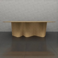 Table à manger en bois artistique et durable, forme ondulée sculpturale, meubles de salle à manger, maison, restaurant, hôtel