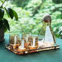 Pichet à Eau Froide Hexagonal en Verre de 1200 ml, Forme Diamant, Créatif, pour Jus, Vin et Citron, Ensemble Carafe Ménager