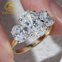 Diamant cultivé en laboratoire certifié IGI 1CT-5CT, or massif 14K 18K, trois diamants, bague de fiançailles, bijoux pour femmes