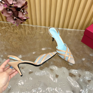 Color Blocked Mesh Pointed Toes Stiletto Heel Sandals with Hollowed Out <b>Back</b> Straps-Elegant Sexy Summer Wedding Shoes for Women - Product Image 5