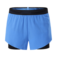 Pantalones cortos 2 en 1 para hombre de alto rendimiento sin costuras para entrenamiento callejero con tiras reflectantes