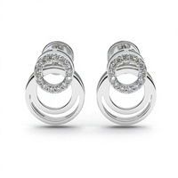Boucles d'oreilles double cercle en diamant, créoles entrelacées, clous halo, anneau ouvert géométrique, plaqué or 18K 14K, bijoux fins