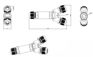 Connecteur de câble <span class=keywords><strong>solaire</strong></span> étanche professionnel M20 M25 en forme de Y, connecteur circulaire pour l'interconnexion des systèmes de panneaux photovoltaïques - Product Image 2