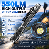 Lampe torche stylo rechargeable 550LM, double alimentation Type-C, LED, portative, faisceau 120M, éclairage d'inspection EDC pour réparation extérieure