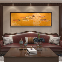 Jiuyu Tu Reichtum-Anziehende Messing-Massivholz-Hängebilder Bewegliche Anpassbare Handgefertigte Wanddekoration für Wohnzimmer Sofa