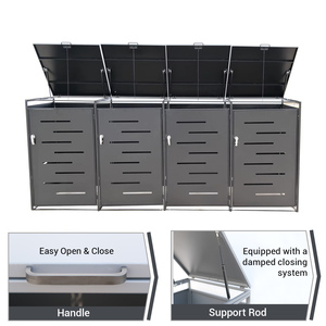 276X75X115 cm Jardín de metal Cuádruple Fácil montaje <span class=keywords><strong>Madera</strong></span> tratada a presión natural para 4 contenedores Caja de contenedores con ruedas para exteriores - Product Image 2