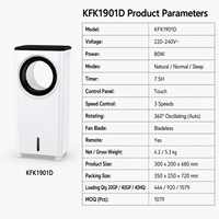 Ventilateur intelligent sans pales à circulation d'air compacte et oscillante avec logo personnalisé, lumière LED, 80W, vitesse du vent 5M/S, pour la pièce
