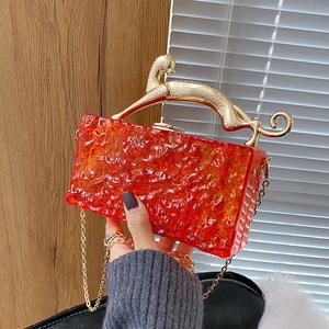 Bolsos de Mano de Moda para el Verano 2025, Asa Dorada, Cadena para Damas, PVC Mate Esmerilado, Bolso de Noche Acrílico para Mujer, Solapa con Cierre Impermeable - Product Image 4