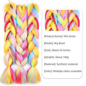 Extensiones de Cabello Sintético Trenzado de 24 Pulgadas para Mujer, Trenzas de Cabello Teñidas de Color Mixto para Peinados, Gran Venta - Product Image 3