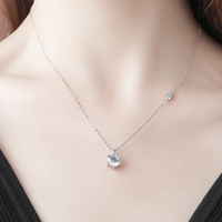 Collier minimaliste en argent sterling 925, bijoux de mode, pendentif rond en zircon pour femmes