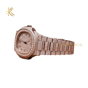 นาฬิกาเพชรมอสซาไนท์พราวพร้อมการจัดวางหินหลายแถวและสายขัดมันเหมาะสำหรับการจัดแต่ง - Product Image 2