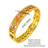 Bracelet géométrique en acier inoxydable anti-goutte, design floral ajouré luxueux et exclusif, plaqué or 18 carats, le plus vendu