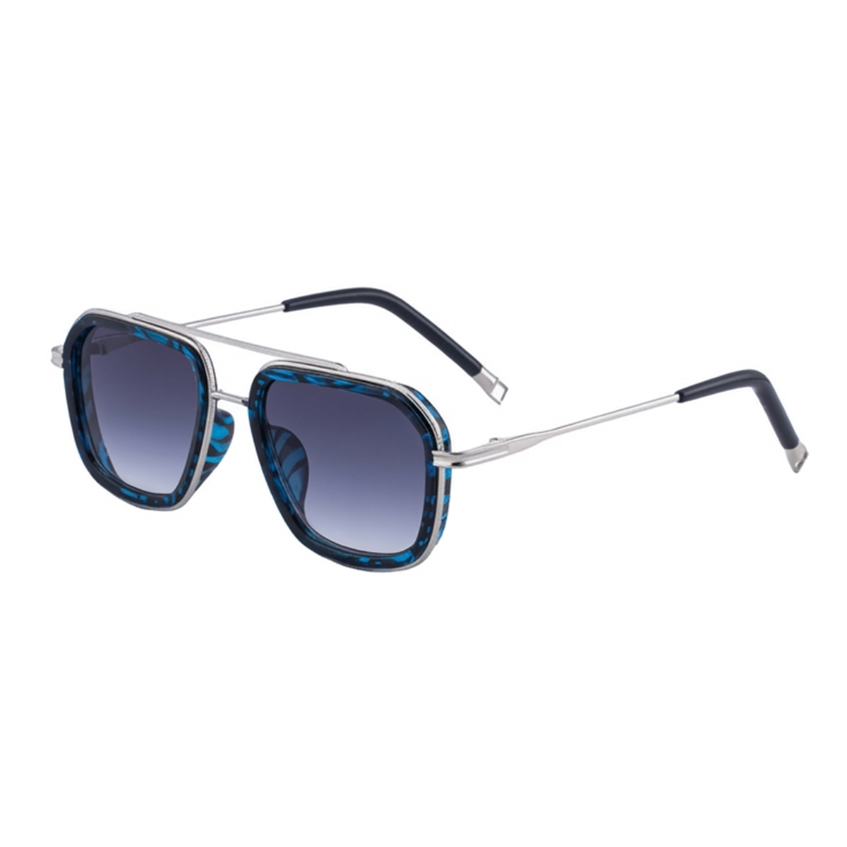 Cadre rayé bleu C4 Argent Gris progressif