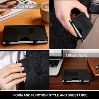 Dompet Pria Minimalis Serat Karbon Logam Custom Logo Grosir, Tipis, Kantong Depan, Anti RFID, Penjepit Uang, Tempat Kartu Kredit