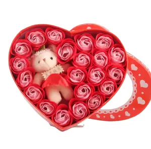 المعلم اليوم هدية زهرة القلب شكل صندوق PVC الصابون الزهور في سن المراهقة فتاة عيد الميلاد هدايا
