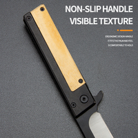 Couteau de poche pliant à manche en bambou, lame droite en acier inoxydable, couteau utilitaire pour le camping en plein air et l'usage quotidien